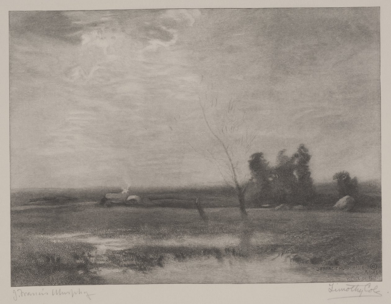 Après-midi dans les basses terres, gravure par Timothy Cole - John Francis Murphy