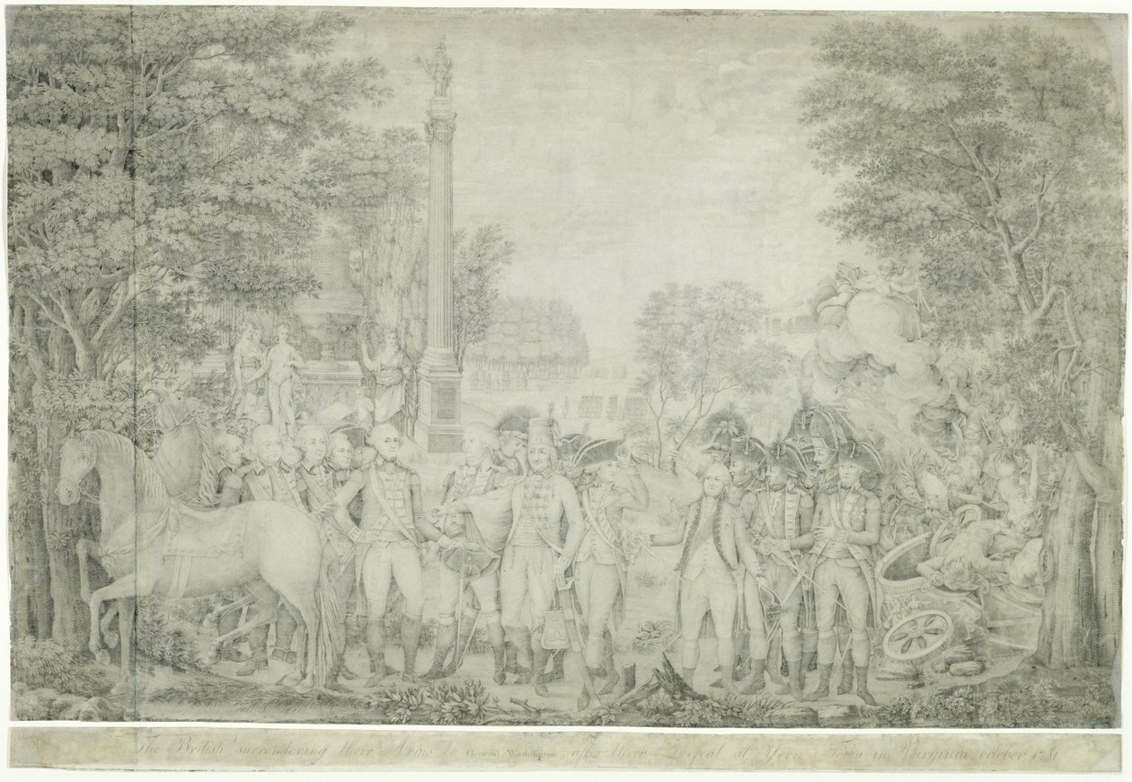 Les Britanniques remettant leurs armes au général Washington après leur défaite à Yorktown en Virginie, octobre 1781 - John Francis Renault