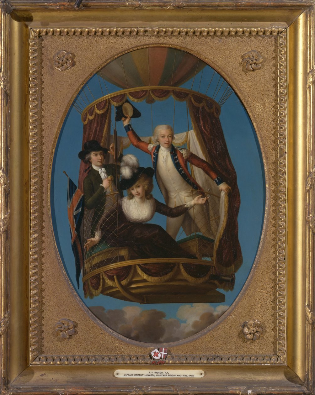 Le capitaine Vincenzo Lunardi avec son assistant George Biggin et Mme Letitia Anne Sage, dans un ballon - John Francis Rigaud