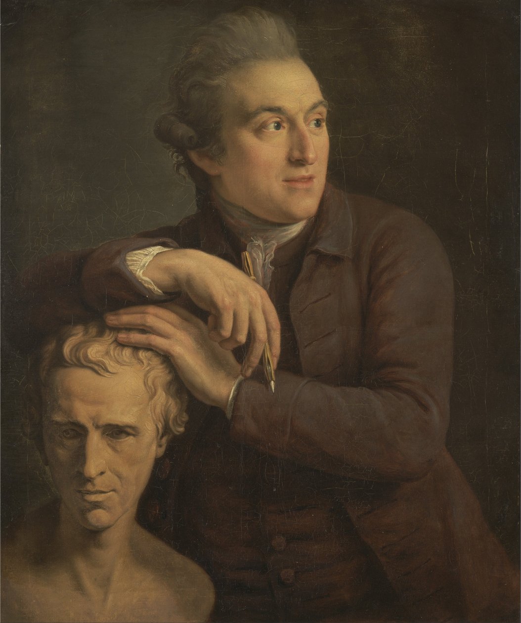 Joseph Nollekens avec son buste de Laurence Sterne - John Francis Rigaud