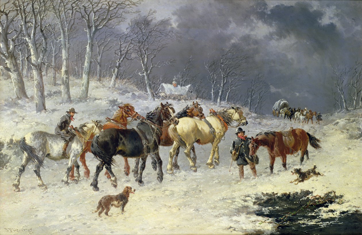 Chevaux dans la neige - John Frederick Herring Junior