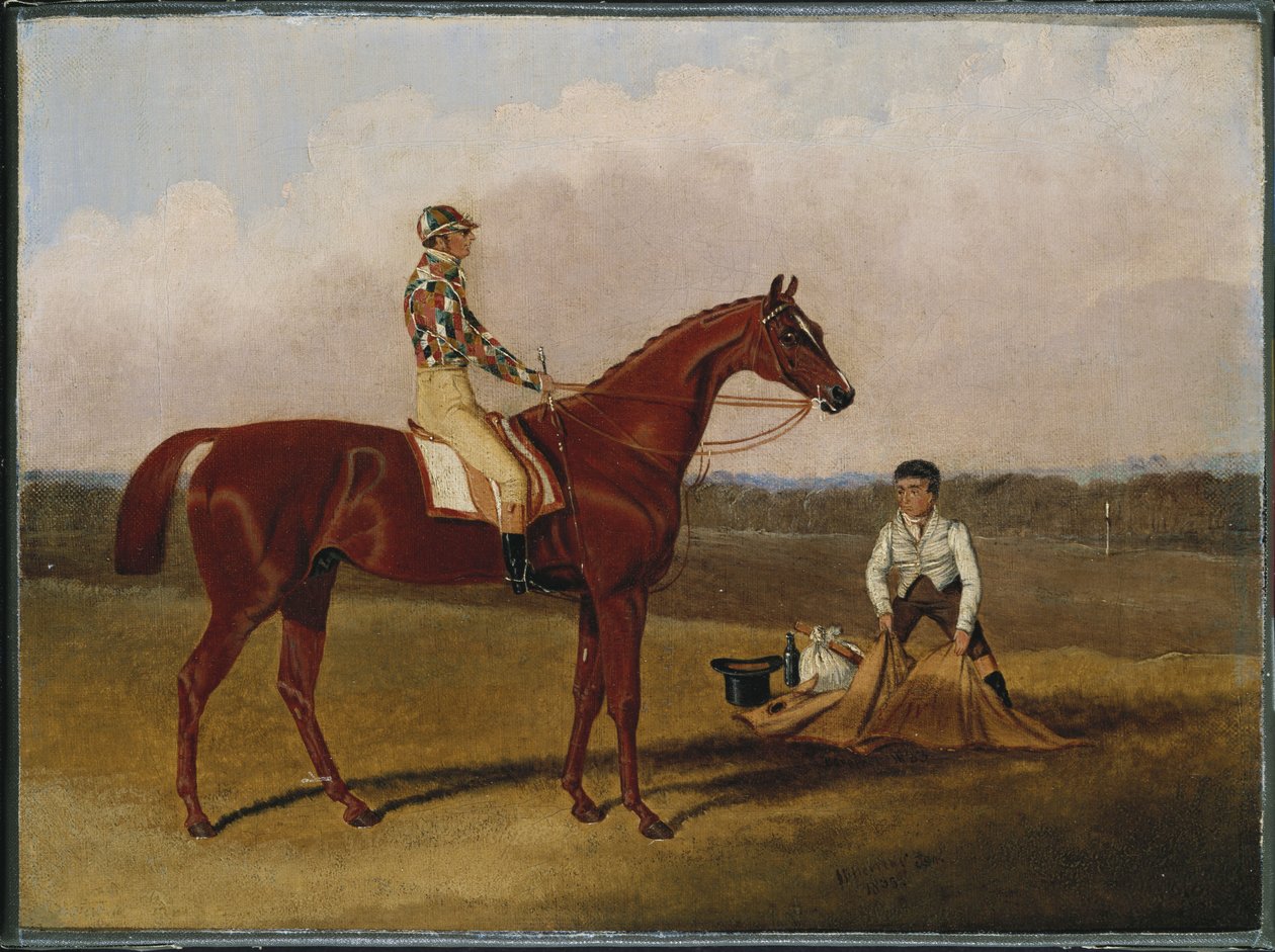 "Pieds nus", le cheval de course, avec un jockey et un palefrenier, 1835 - John Frederick Herring Senior