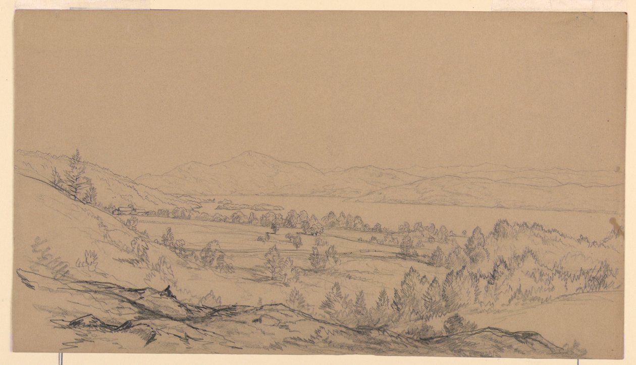 Dessin, lac George, New York, en regardant vers le nord-est, 1850-65 - John Frederick Kensett