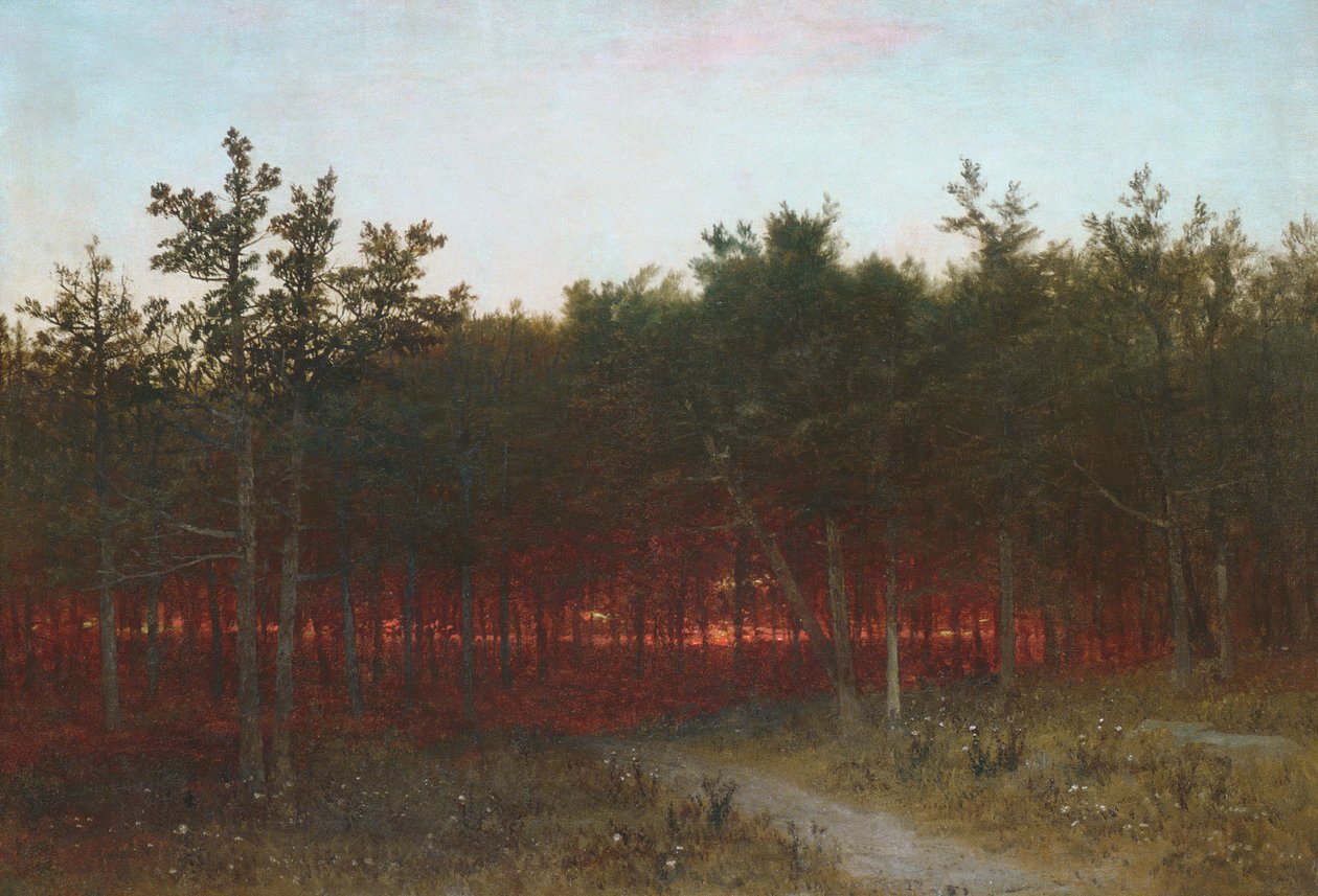 Crépuscule dans les cèdres à Darien, Connecticut, 1872 - John Frederick Kensett