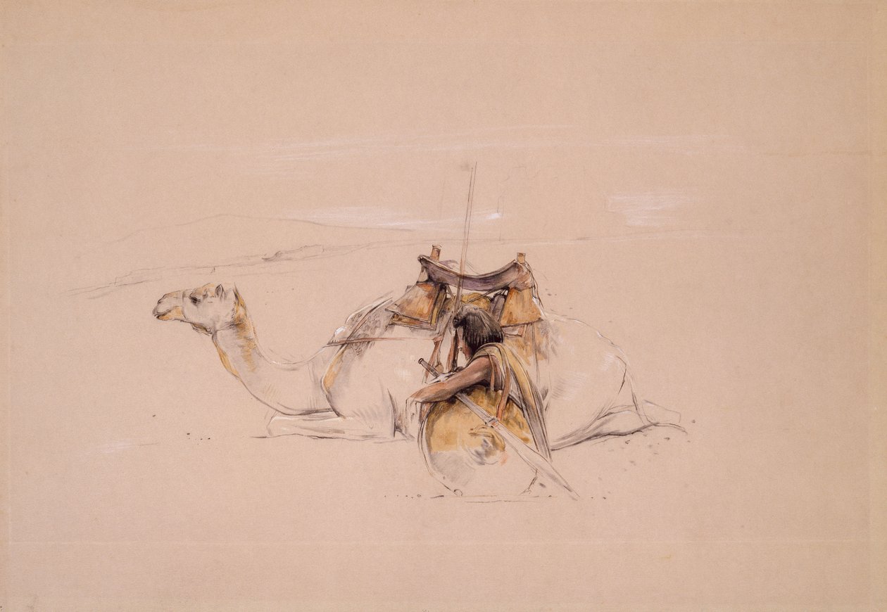 Un Arabe Bisharin près de son chameau - John Frederick Lewis