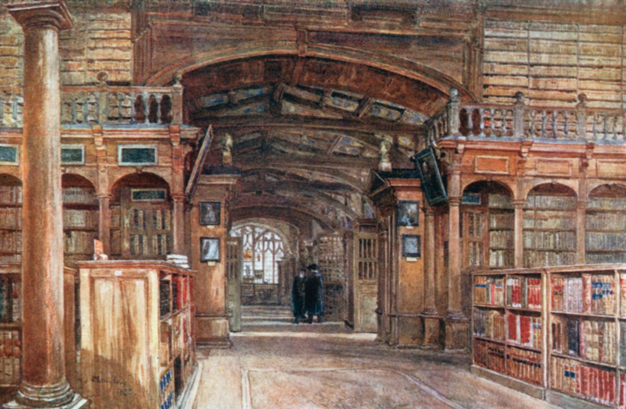 Intérieur de la Bodleian Library (lithographie couleur) - John Fulleylove