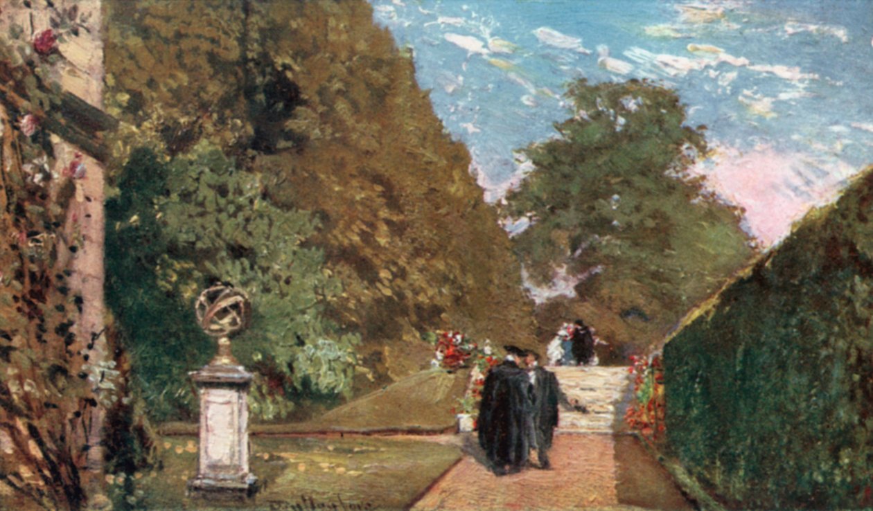 Le jardin des boursiers, Merton College (lithographie couleur) - John Fulleylove