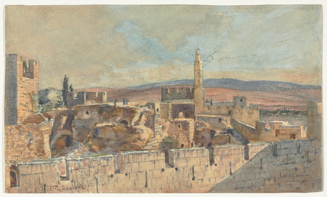 Vue de la vieille ville de Jérusalem, 2e moitié des années 1800 - John Fullylove