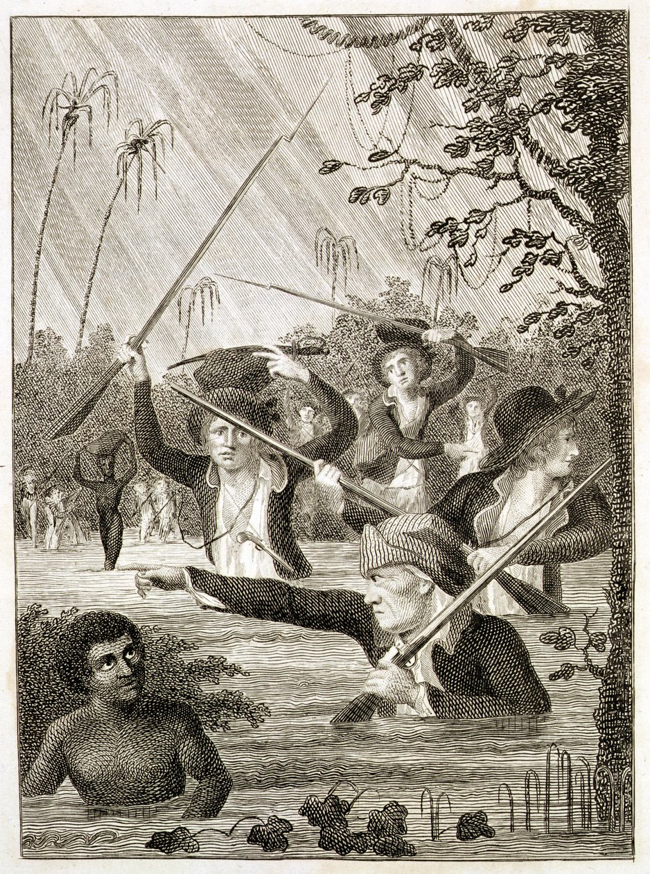 Marche à travers un marais ou une terre ferme - John Gabriel (after) Stedman