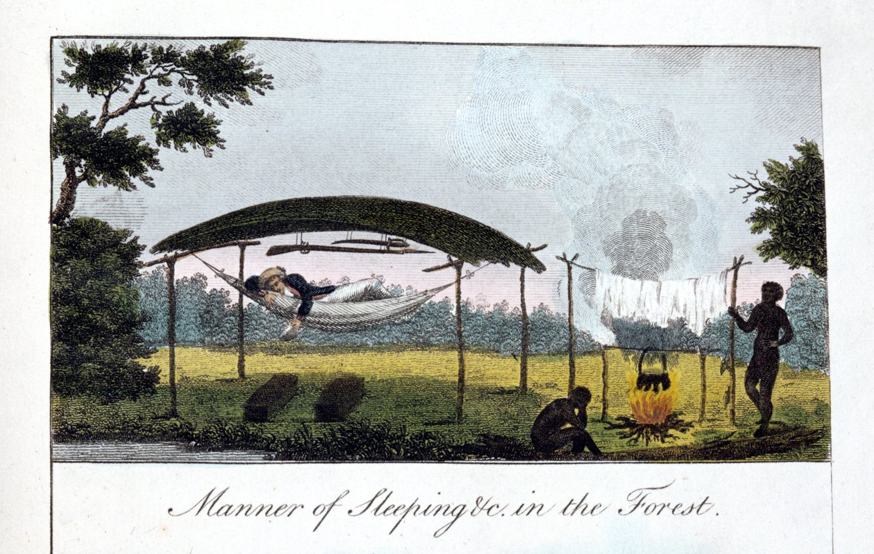 Manière de dormir dans la forêt, 1813 - John Gabriel Stedman