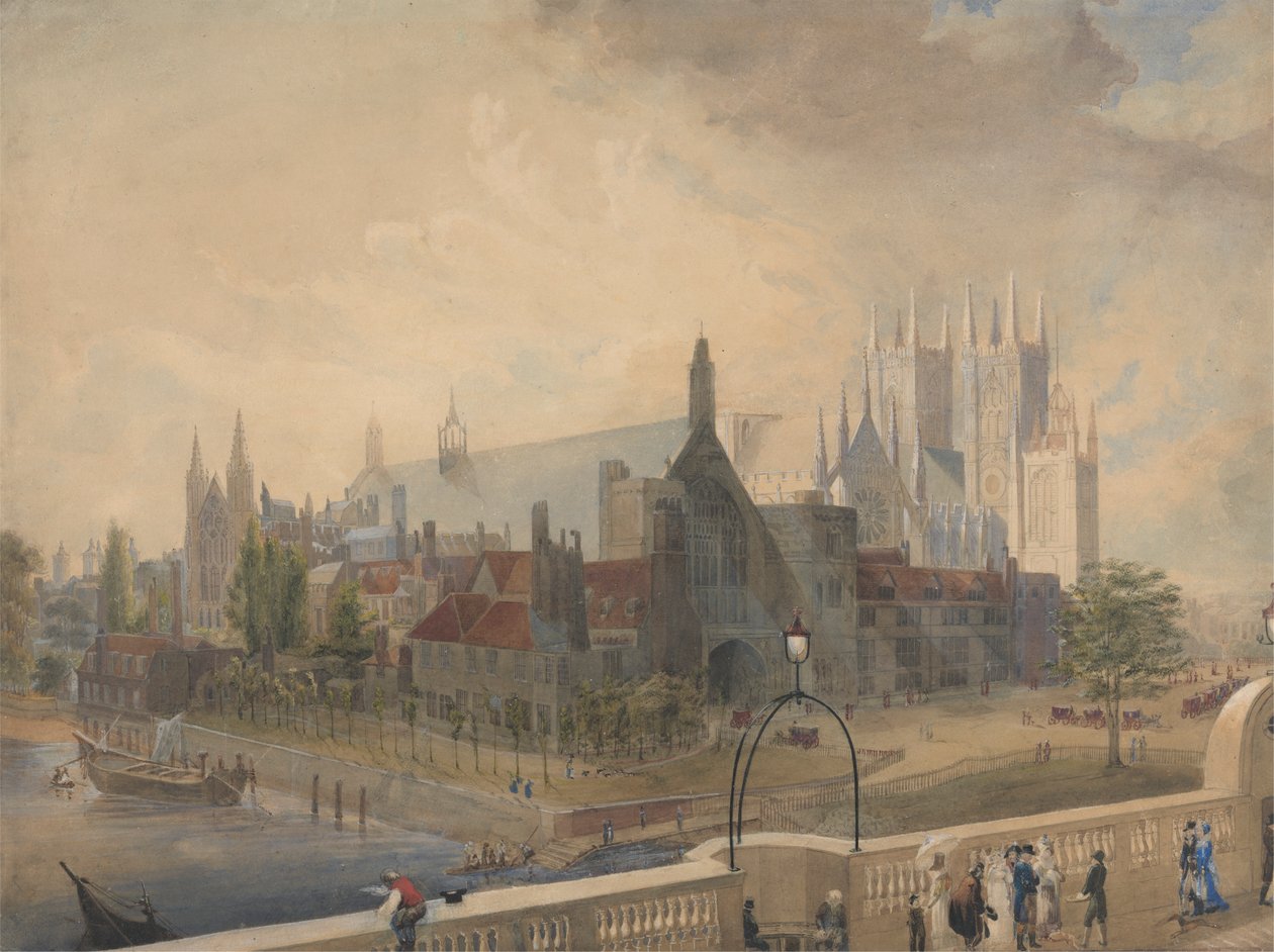 Vue de Westminster Hall et Abbey depuis le pont - John Gendall