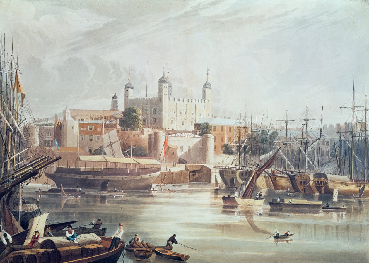 Vue de la Tour de Londres, gravée par Daniel Havell (1785-1826) publiée dans Ackermann