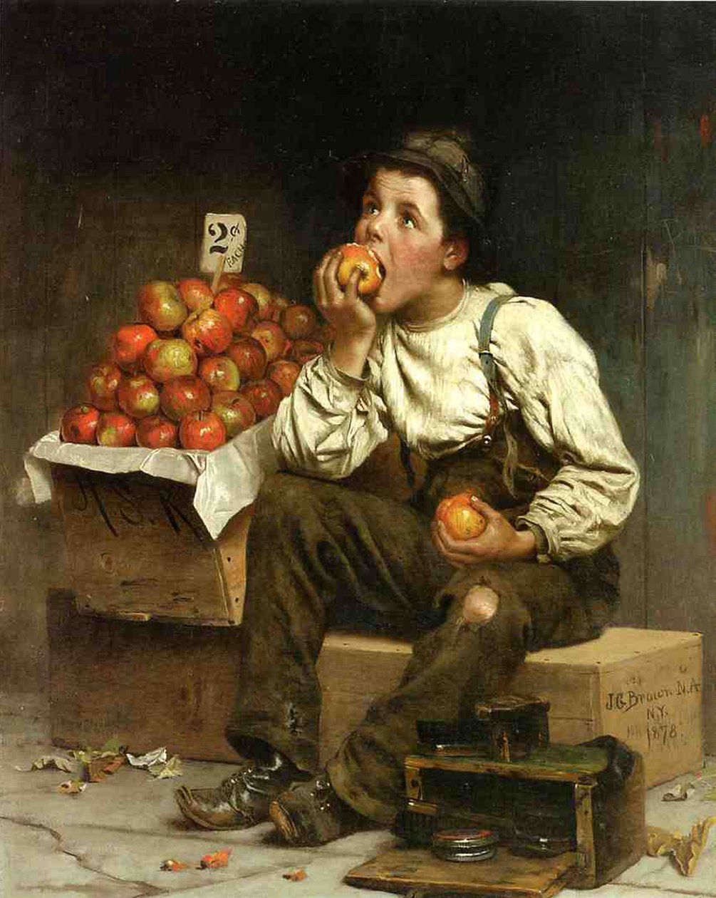 Un garçon mangeant des pommes, 1878 - John George Brown