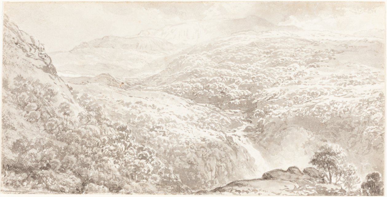 Vallée de montagne avec une cascade - John Glover