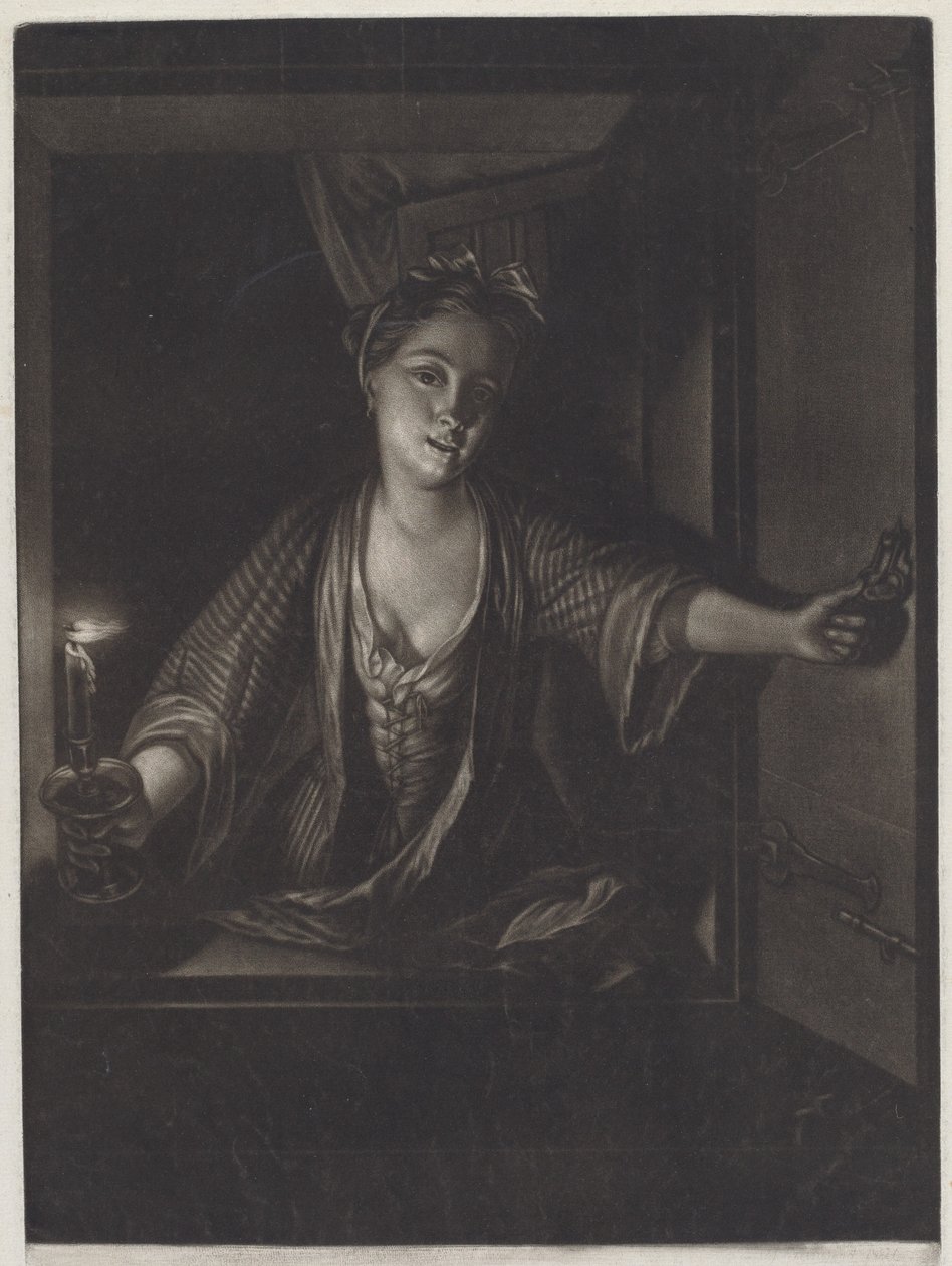 Fille avec une bougie - John Greenwood after Nicolaas Verkolje