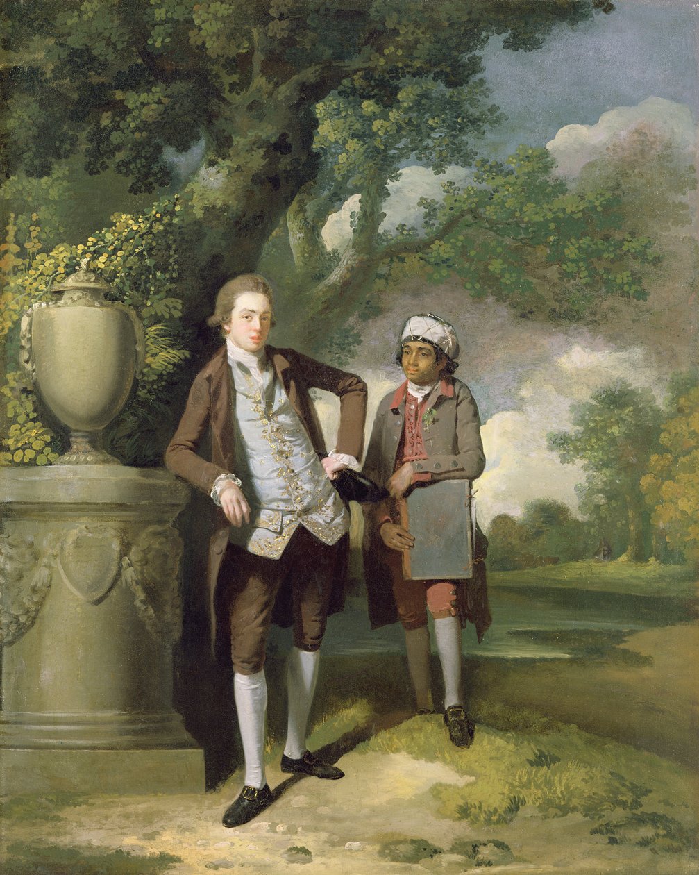 Un jeune homme avec son serviteur indien tenant un portfolio - John Hamilton Mortimer