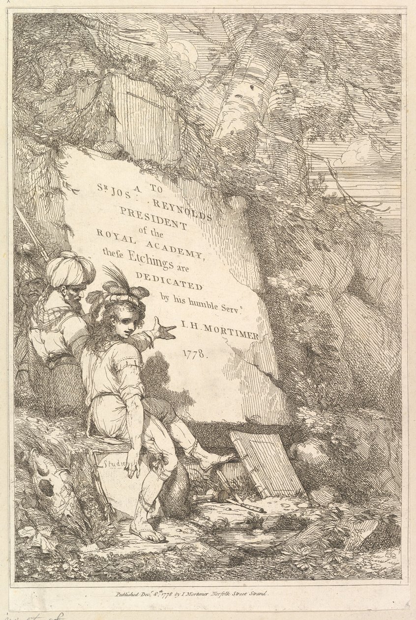Frontispice Quinze Eaux-fortes dédiées à Sir Joshua Reynolds, 1778 - John Hamilton Mortimer