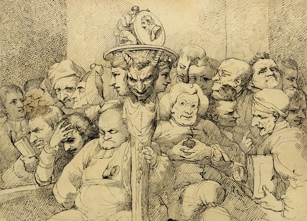 Personnages littéraires assemblés autour du médaillon de Shakespeare - John Hamilton Mortimer