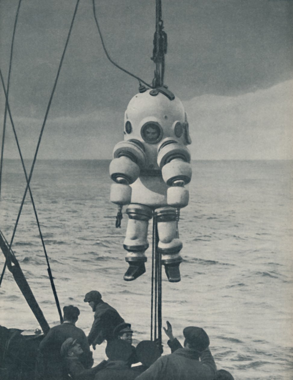 La lutte éternelle contre la mer : Caisse blindée pour le plongeur en haute mer, vers 1935 - John Hammerton