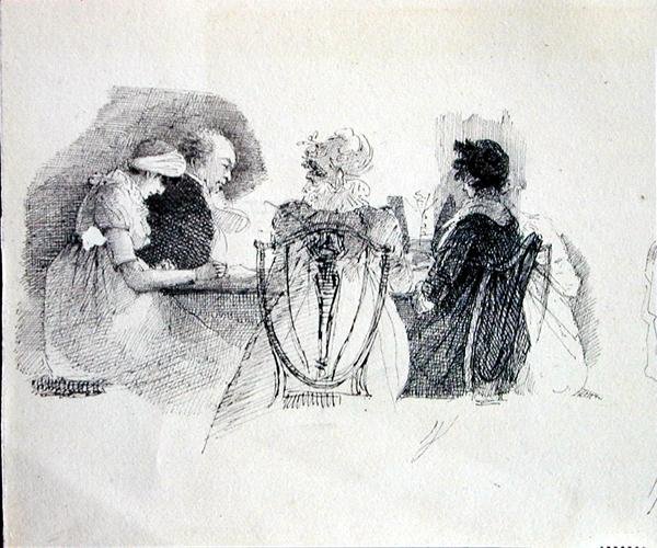 Une réunion à une table (détail) - John Harden