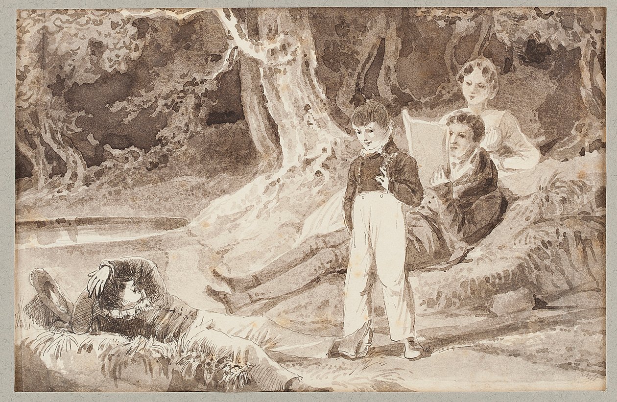 Quatre figures parmi les arbres par une journée chaude, 1807 - John Harden