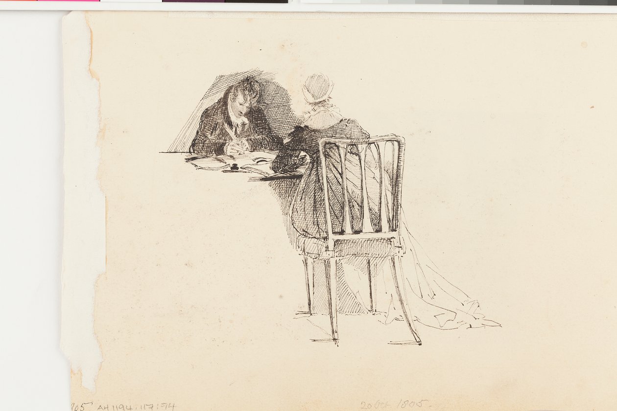 Homme et femme écrivant à une table - John Harden
