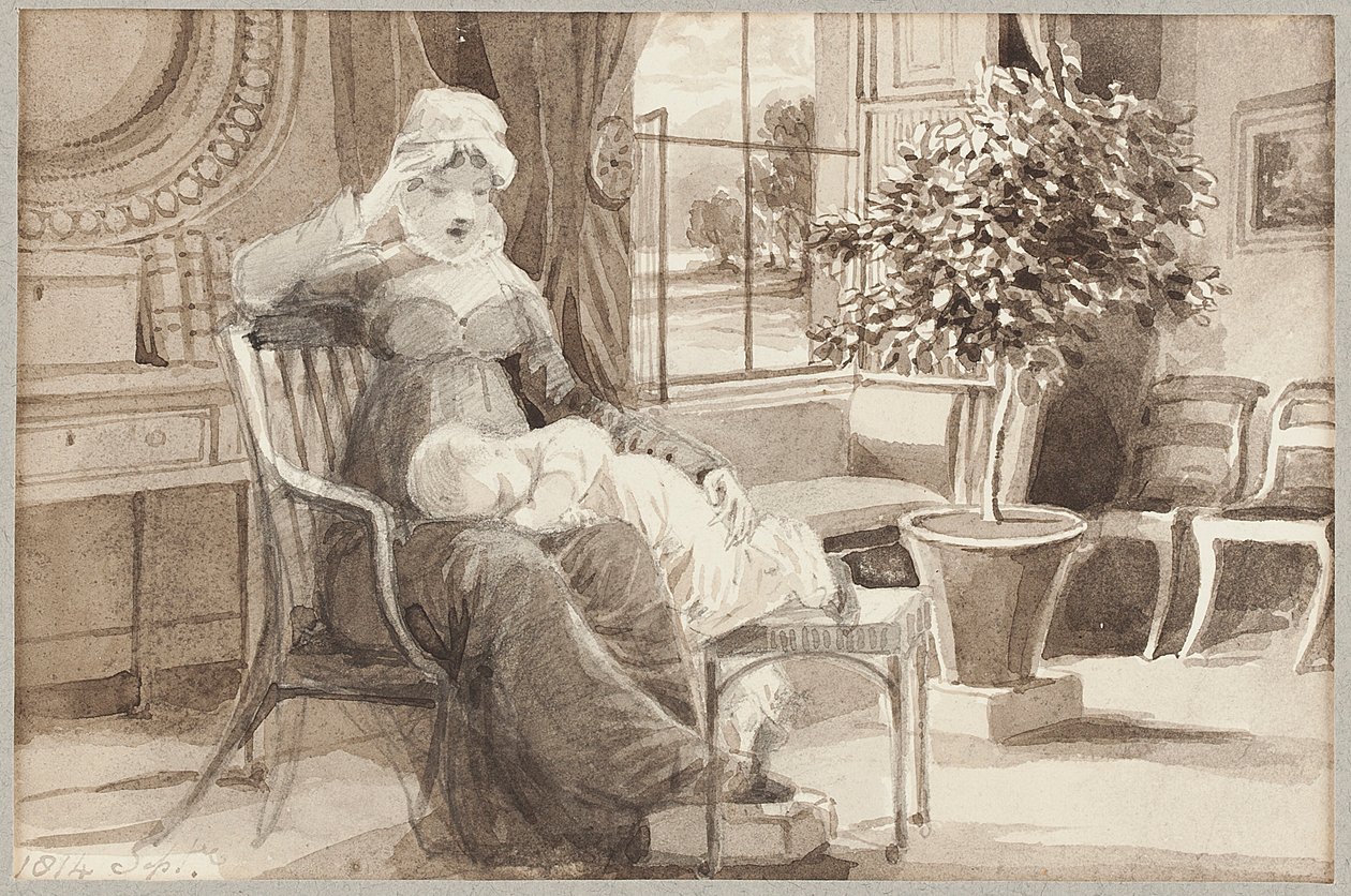 Mme H avec bébé John William, 1814 - John Harden