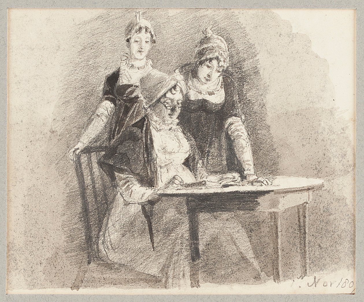 Trois à une table, un assis, 1807 - John Harden