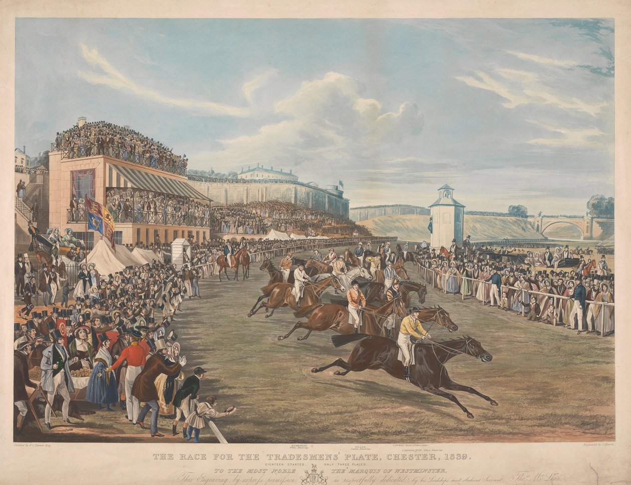 La course pour le plateau des commerçants, Chester, 1839 / Dix-huit ont commencé, seulement trois placés... - John Harris