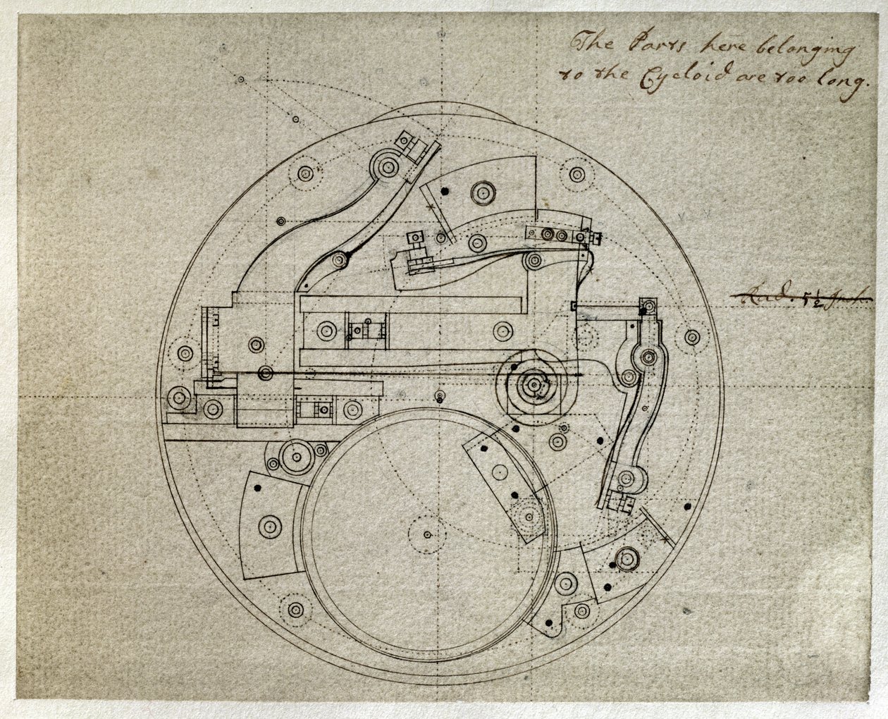 Dessin de la disposition du mouvement du chronomètre H4 par John Harrison, vers 1759 - John Harrison