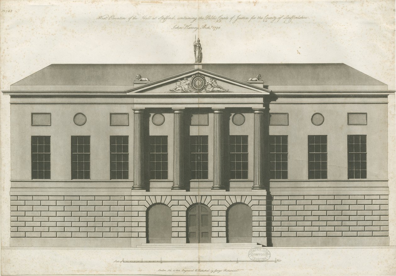 Stafford - Shire Hall (gravure aquatinte) - John Harvey