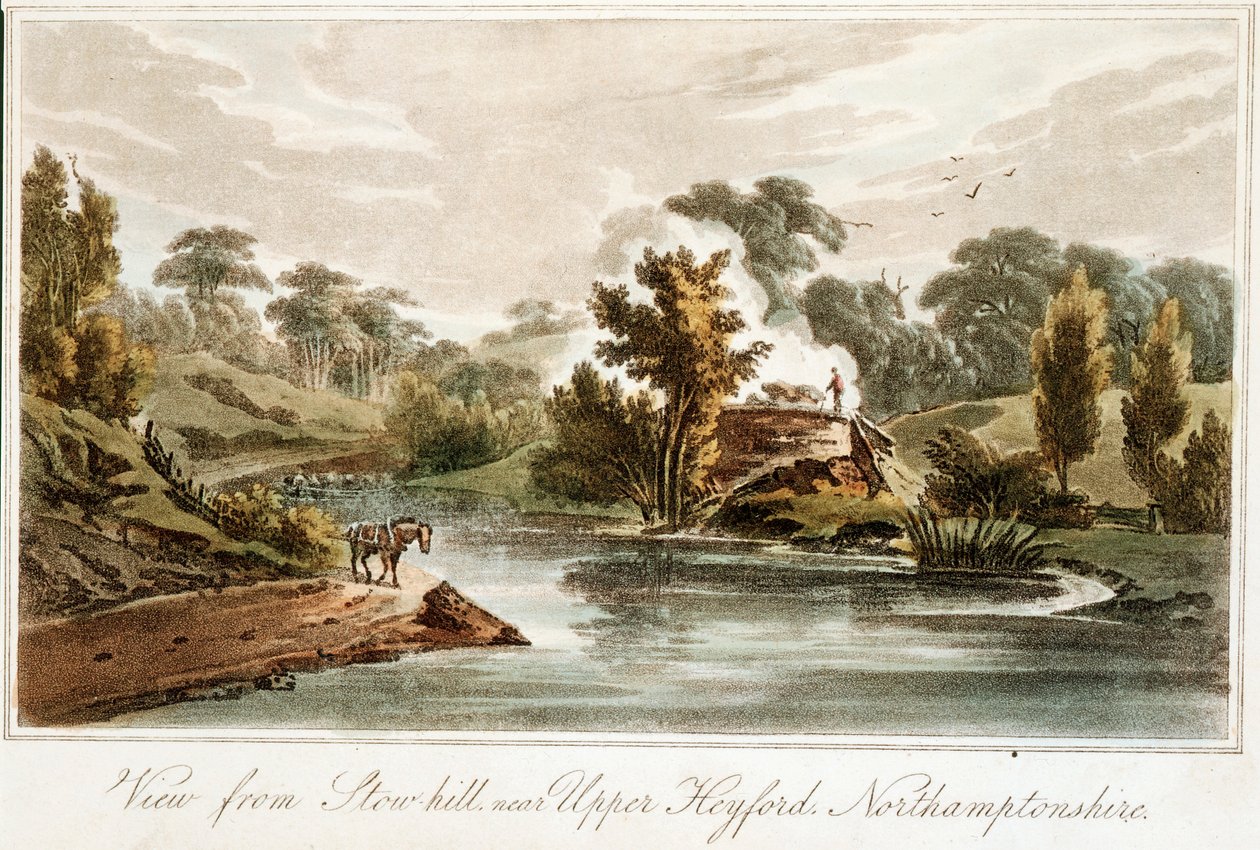 Grand Junction Canal depuis Stow Hill près de Upper Heyford, Northamptonshire, 1819 - John Hassell