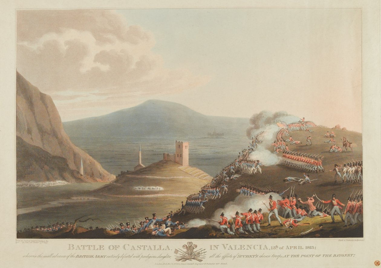 Bataille de Castalla à Valence, 13 avril 1813, gravée par Dubourg, 1814 - John Heaviside Clark