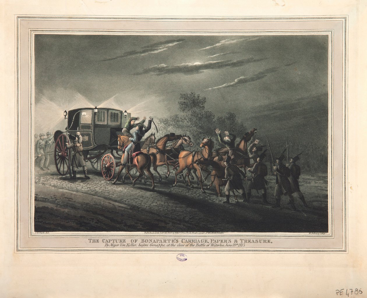 La capture de la voiture, des papiers et du trésor de Bonaparte par le Major Von Keller, 1816 - John Heaviside Clark