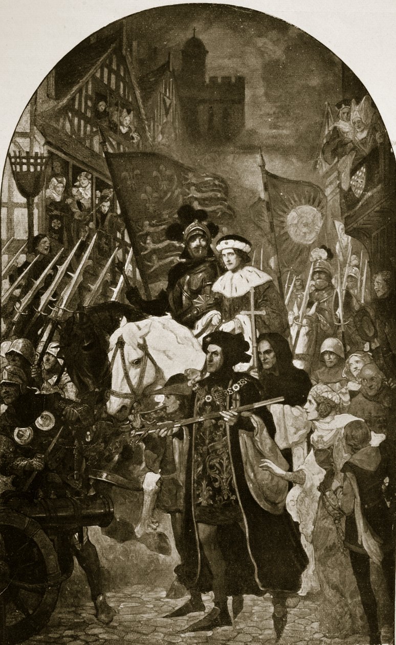 Henri VI est emmené à la bataille de Barnet, 1471, illustration de 