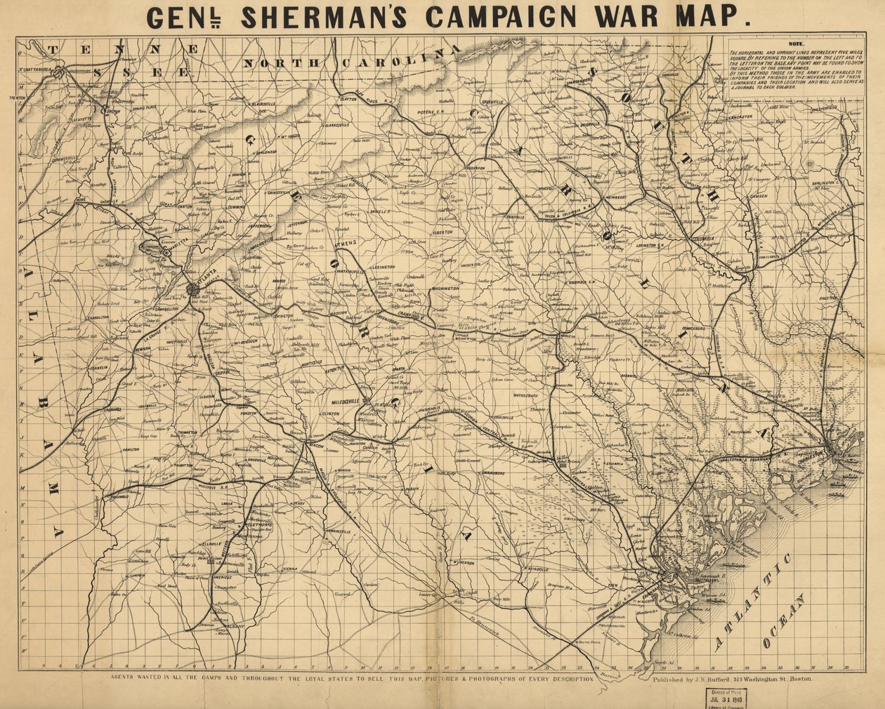 Carte de guerre de la campagne du général Sherman. LOC 99447285 - John Henry Bufford