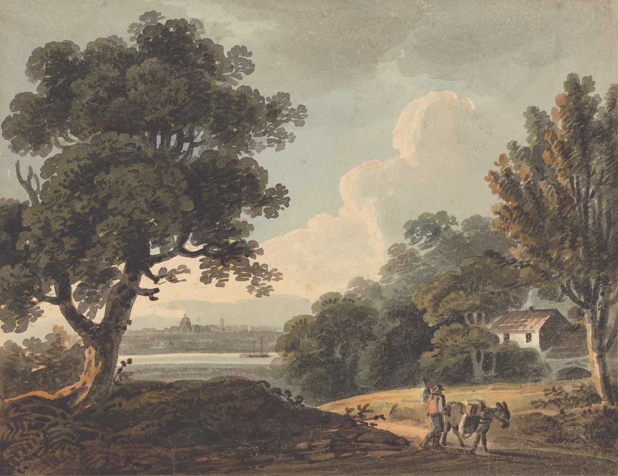 Paysage avec vue lointaine de Londres - John Henry Campbell