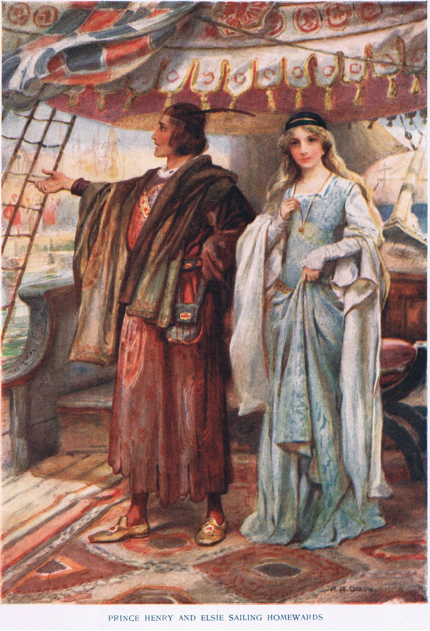 Le prince Henry et Elsie rentrant chez eux en bateau - John Henry Frederick Bacon