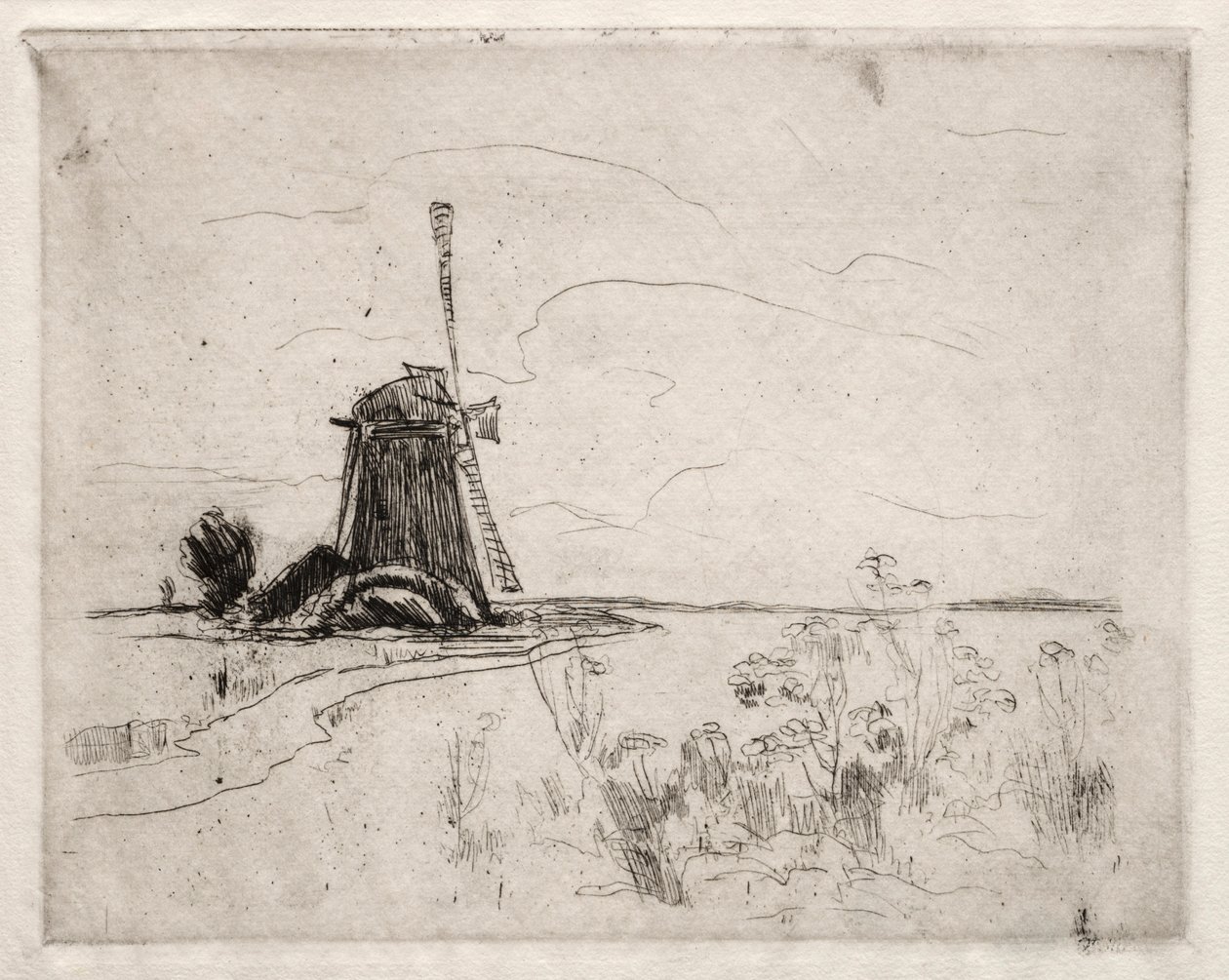 Moulin et mauvaises herbes, Hollande - John Henry Twachtman