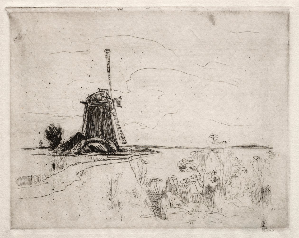 Moulin et mauvaises herbes, Hollande - John Henry Twachtman