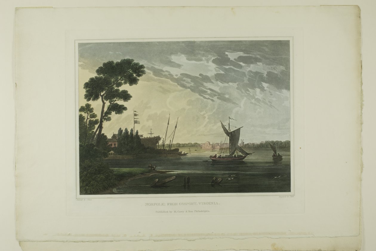 Norfolk ; De Gosport, Virginie, planche cinq du deuxième numéro de Vues Pittoresques des Paysages Américains - John Hill