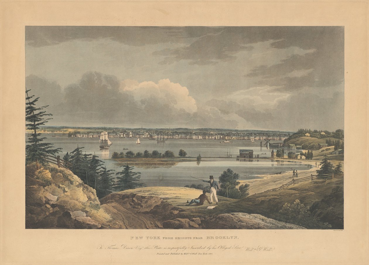 New York depuis les hauteurs près de Brooklyn - John Hill, after William Guy Wall