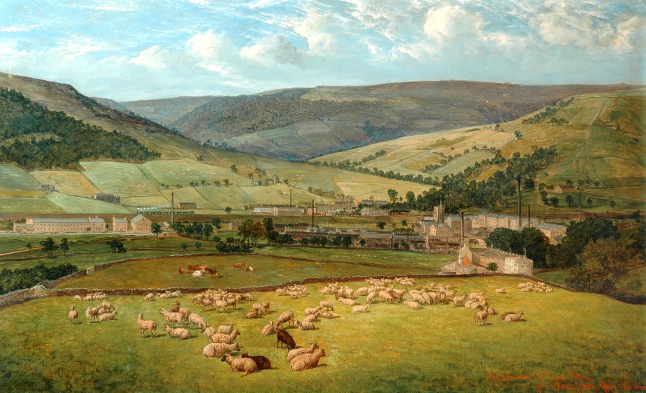 Mytholmroyd et Cragg Vale depuis Ewood Hall, 1869 - John Holland