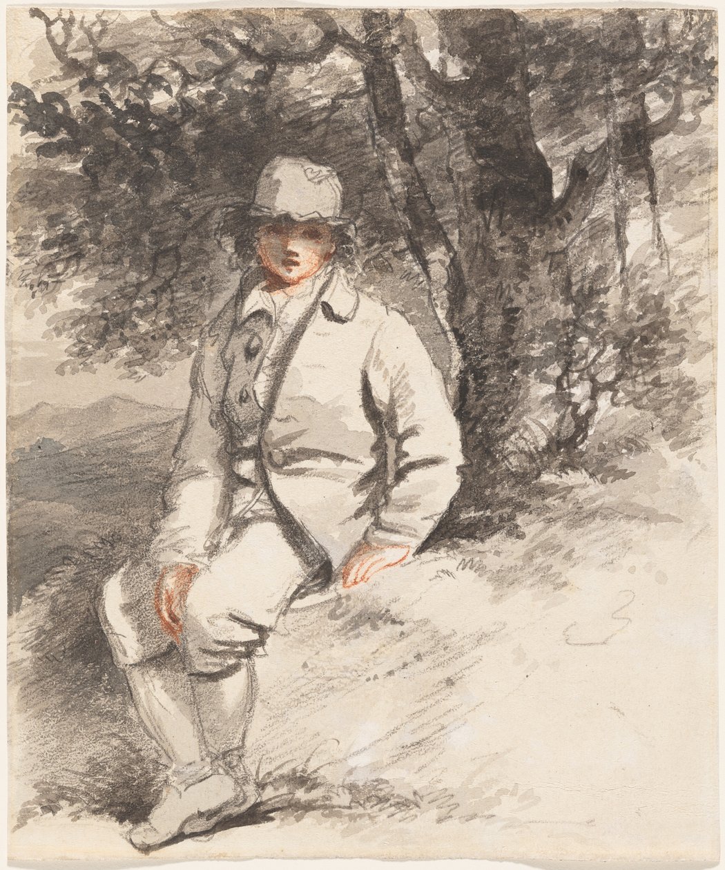 Un jeune garçon assis sous un arbre - John Hoppner
