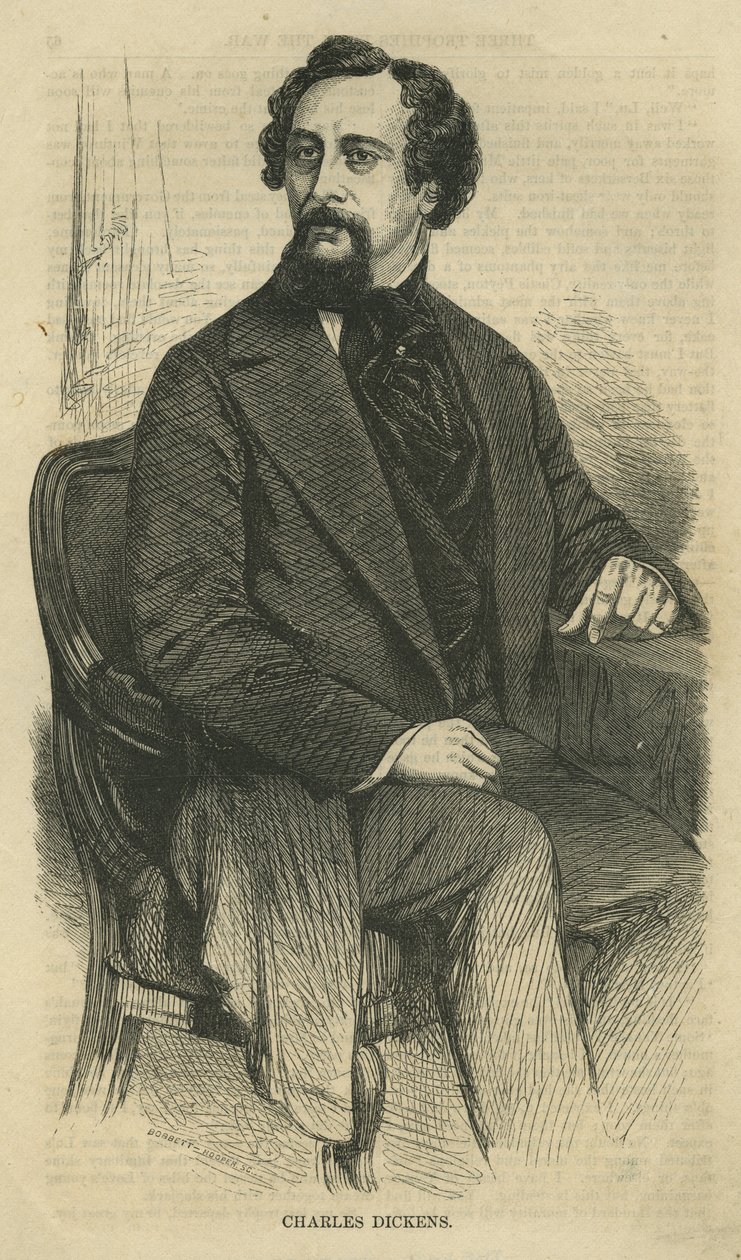 Charles Dickens, gravé par Bobbett-Hooper, de Harpers New Monthly Magazine, vers 1864 - John Jabez Edwin Paisley Mayall