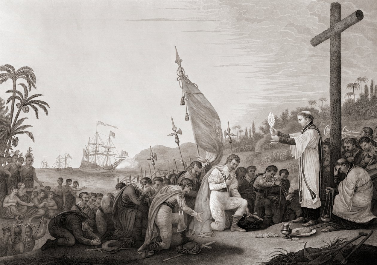 Colomb découvre le Nouveau Monde (gravure) - John James (after) Barralet