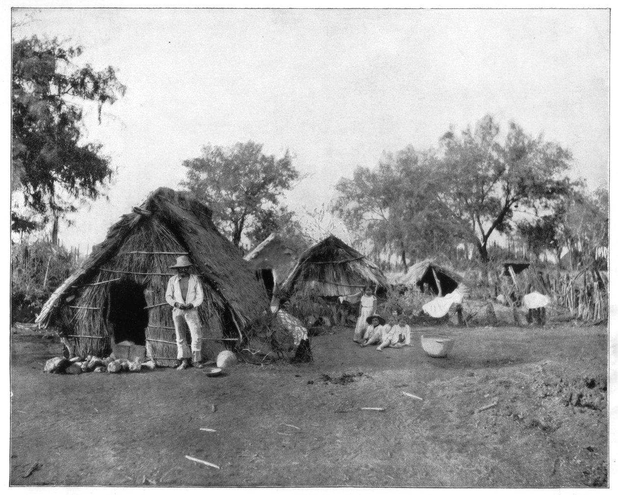 Cottages en paille, Salamanque, Mexique, fin du 19e siècle - John L. Stoddard