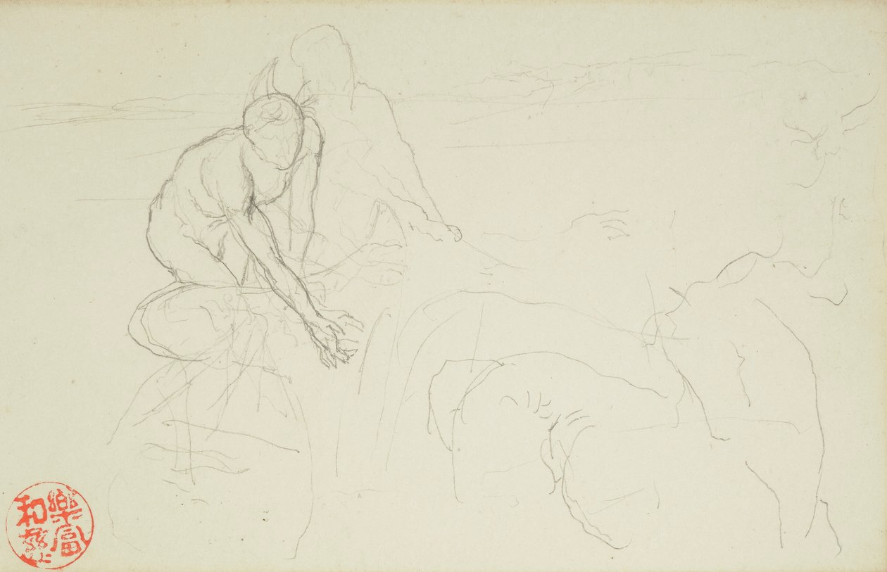 Achille et Xanthus, des folios La Farge n°849 et n°860, un des 42 dessins - John La Farge