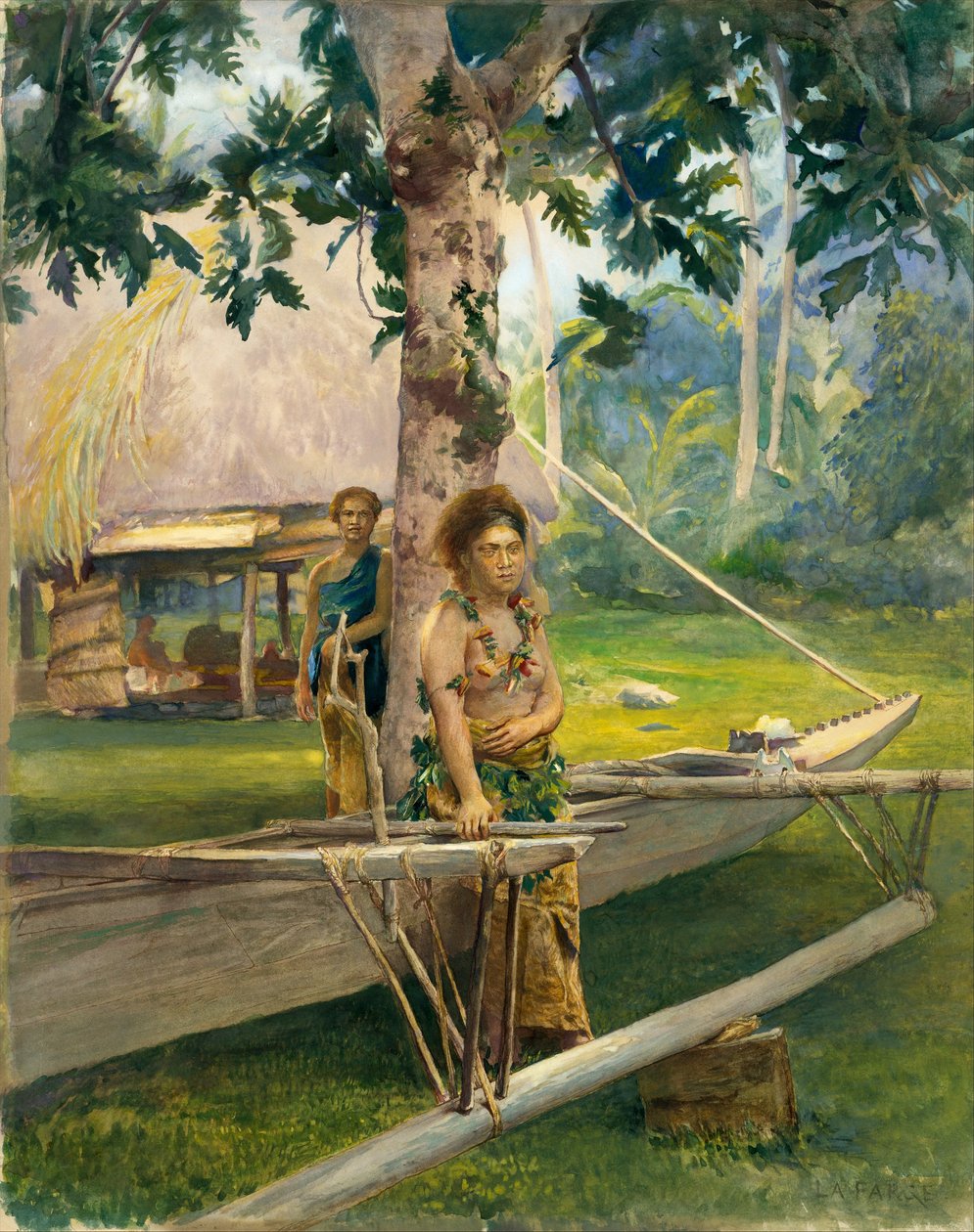 Portrait de Faase, la Taupo, ou Vierge officielle, de la baie de Fagaloa, et de sa Duenna, Samoa - John La Farge or Lafarge