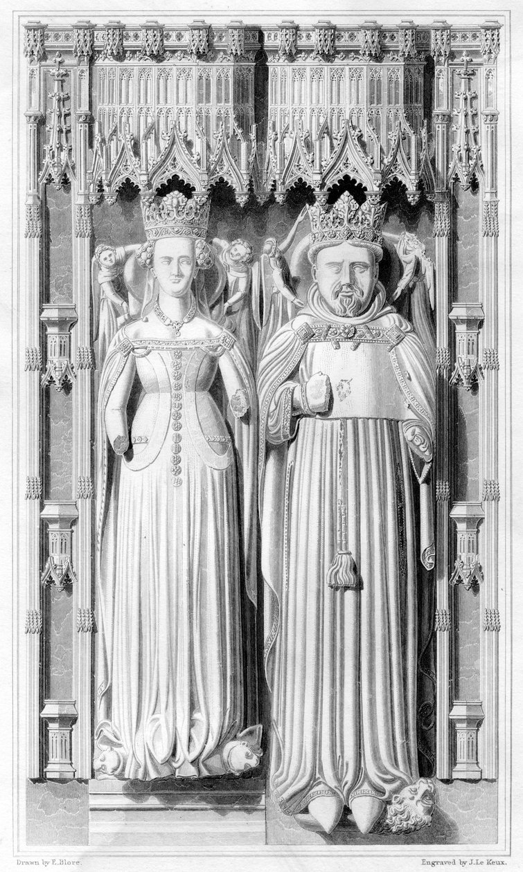 Effigie de Henri IV et de sa reine Jeanne de Navarre dans la cathédrale de Canterbury, 1826 - John Le Keux